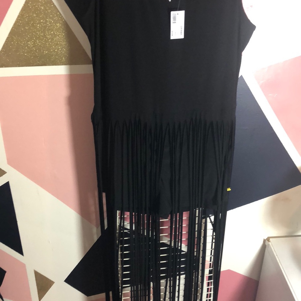 Black 2x/3x Maxi fringe romper